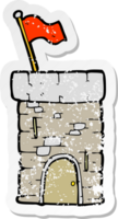 retro bedrövad klistermärke av en tecknad serie gammal slott torn png