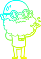 verkoudheid helling lijn tekening van een tekenfilm bezorgd Mens met baard en bril png