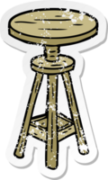 distressed sticker of a cartoon artist stool png