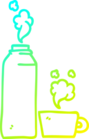 cold gradient line drawing of a cartoon hot drinks flask png