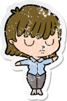 distressed sticker of a cartoon woman png