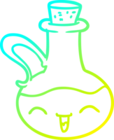 cold gradient line drawing of a cartoon happy bottle of olive oil png