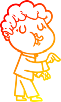 warm gradient line drawing of a cartoon man singing png