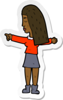 sticker of a cartoon woman pointing png