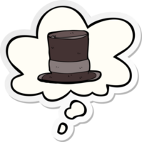 cartoon top hat with thought bubble as a printed sticker png