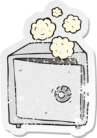 retro distressed sticker of a cartoon safe png