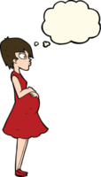 caricatura, mujer embarazada, con, burbuja del pensamiento png
