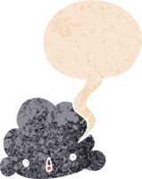 Karikatur Wolke mit Rede Blase im Grunge betrübt retro texturiert Stil png