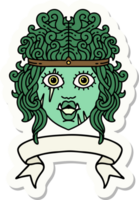 sticker of a orc barbarian character face with banner png