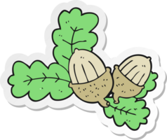 sticker of a cartoon acorns and leaves png