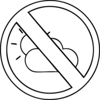 line drawing cartoon of a no sunny spells allowed sign png