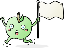 cartoon funny apple with flag png