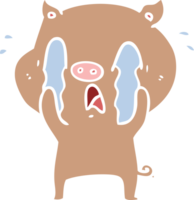 dessin animé de style plat couleur cochon qui pleure png