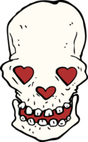 cartone animato cranio con amore cuore occhi png