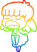 rainbow gradient line drawing of a cartoon woman talking loudly png