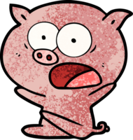 shocked cartoon pig sitting down png