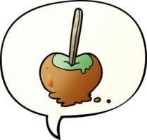 cartoon toffee apple with speech bubble in smooth gradient style png