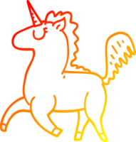 warm gradient line drawing of a cartoon unicorn png