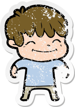 beunruhigter Aufkleber eines fröhlichen Cartoon-Jungen png