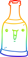 rainbow gradient line drawing of a cartoon beer bottle png