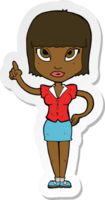 sticker of a cartoon pretty girl with idea png