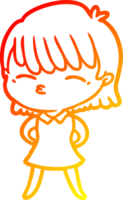 warm gradient line drawing of a cartoon woman png