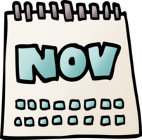 cartoon doodle calendar showing month of november png