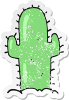 autocollant rétro en détresse d'un cactus de dessin animé png