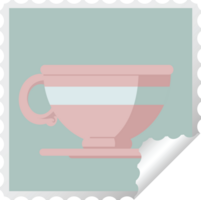 koffie kop grafisch plein sticker postzegel png