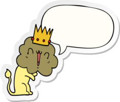 cartoon lion with crown with speech bubble sticker png