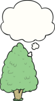 dibujos animados alto árbol con pensamiento burbuja png