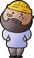 dessin animé homme inquiet avec barbe png