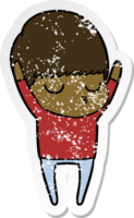 distressed sticker of a cartoon calm boy png