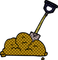 cartoon doodle shovel in dirt png