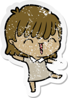 distressed sticker of a cartoon woman png