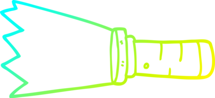 cold gradient line drawing of a cartoon lit torch png