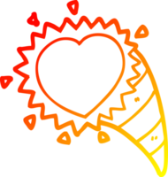 warm gradient line drawing of a cartoon love heart symbol png