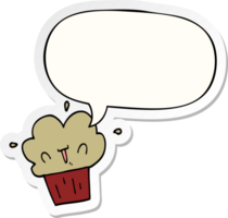 cartoon cupcake with speech bubble sticker png