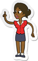 sticker of a cartoon woman with great idea png