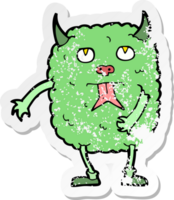 retro distressed sticker of a funny cartoon monster png