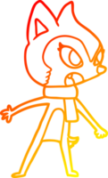 warm Gradient Linie Zeichnung von ein Karikatur Chipmunk tragen Schal png