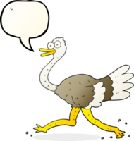 getrokken toespraak bubbel tekenfilm struisvogel png