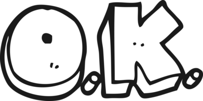 drawn black and white cartoon word OK png