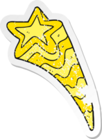 pegatina retro angustiada de una estrella fugaz de dibujos animados png