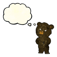 cartoon black bear cub with thought bubble png