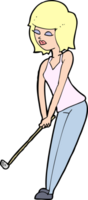 cartoon woman playing golf png