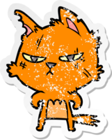 vinheta angustiada de um gato de desenho animado difícil png