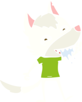 flat color style cartoon hungry wolf png