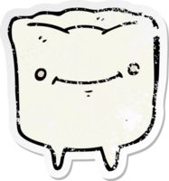 distressed sticker of a cartoon happy tooth png