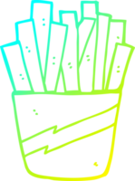 cold gradient line drawing of a cartoon box of fries png
